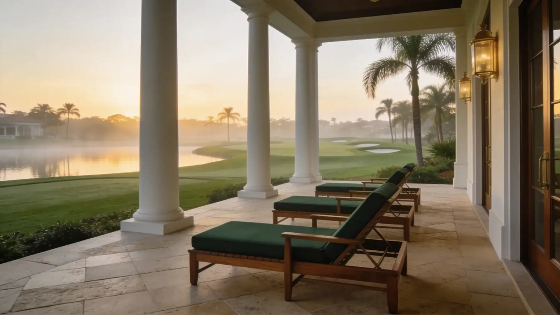 Country club veranda at dawn