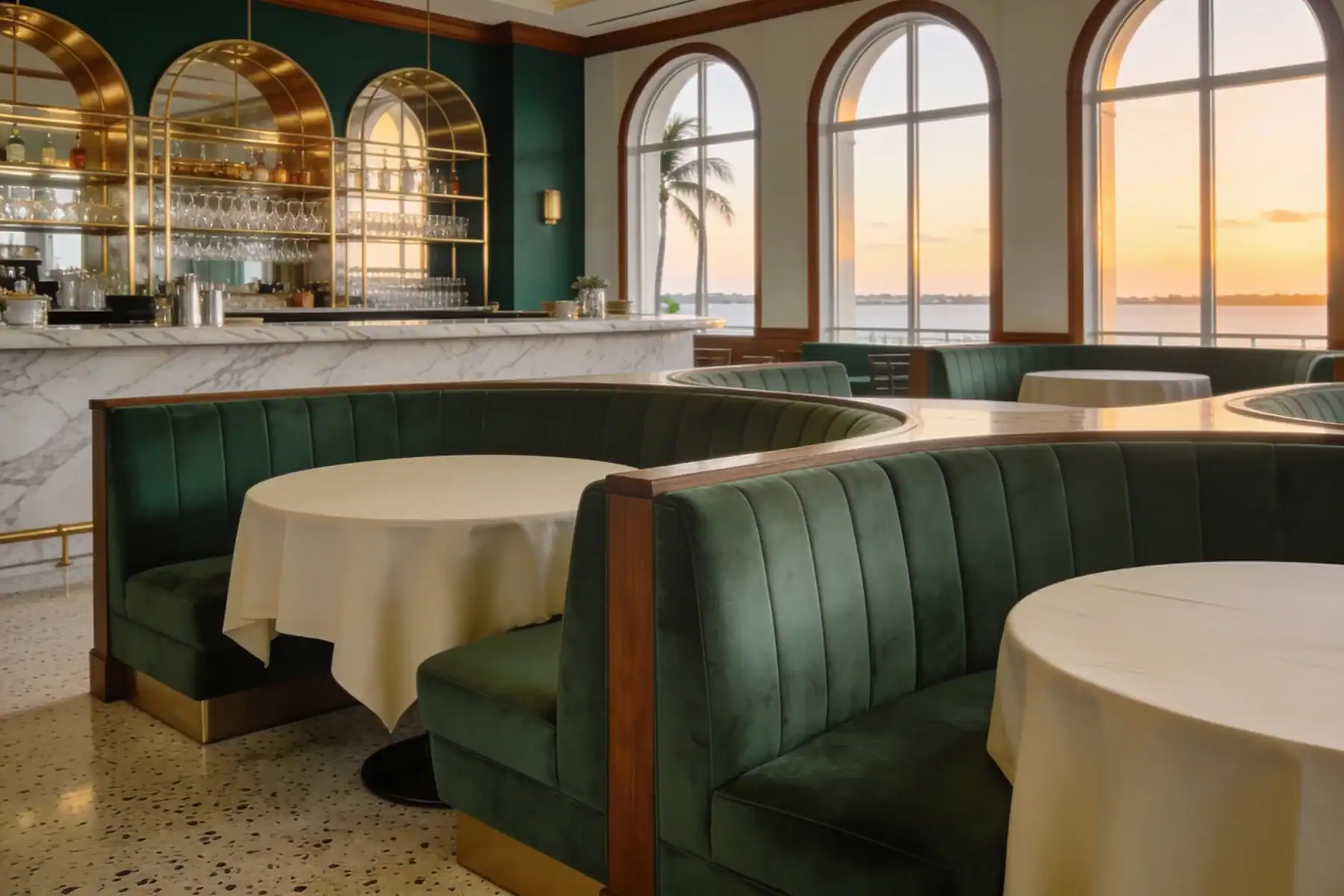 Restaurant bar and hard floors at close